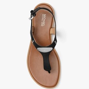 Michael kors t strap sandal. MK PLATE THONG - BLACK - WMNS 7.5